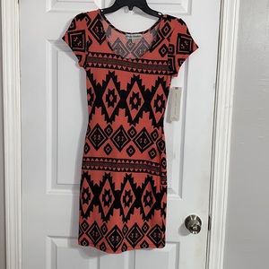 Almost Famous Dress - size medium - black/coral